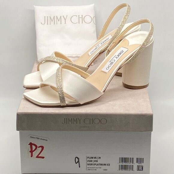 Jimmy Choo Plum Satin & Glitter Slingback Sandals size 39 - Picture 10 of 12
